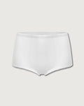 White high-waisted bikini bottom on a light gray background