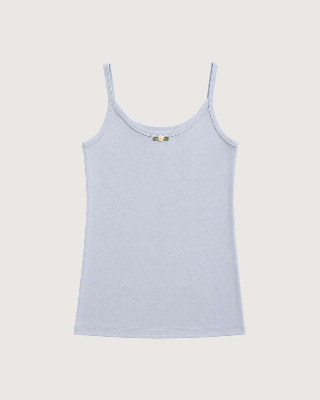 Avet Tank Top i Powder Blue med Rosedetalje 