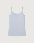 Avet Tank Top i Powder Blue med Rosedetalje 