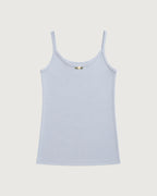 Avet Tank Top i Powder Blue med Rosedetalje 